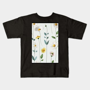 Floral Garden Botanical Print with Daisies Kids T-Shirt